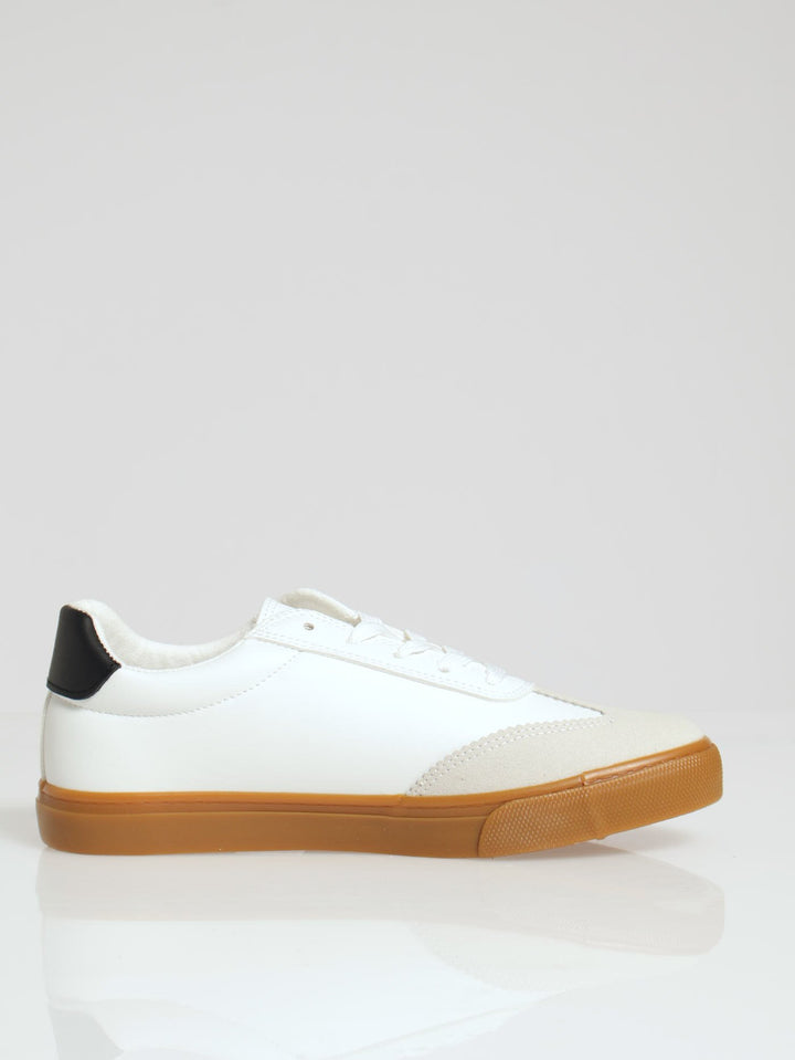 Punch Detail Gum Sole Sneaker - White