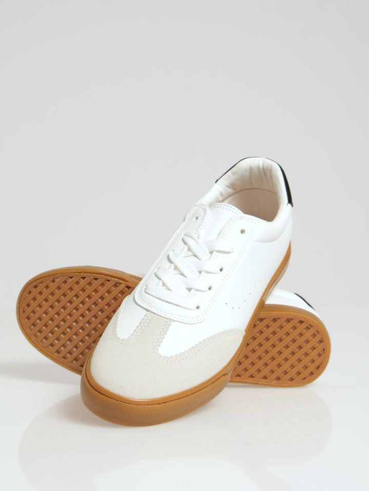 Punch Detail Gum Sole Sneaker - White