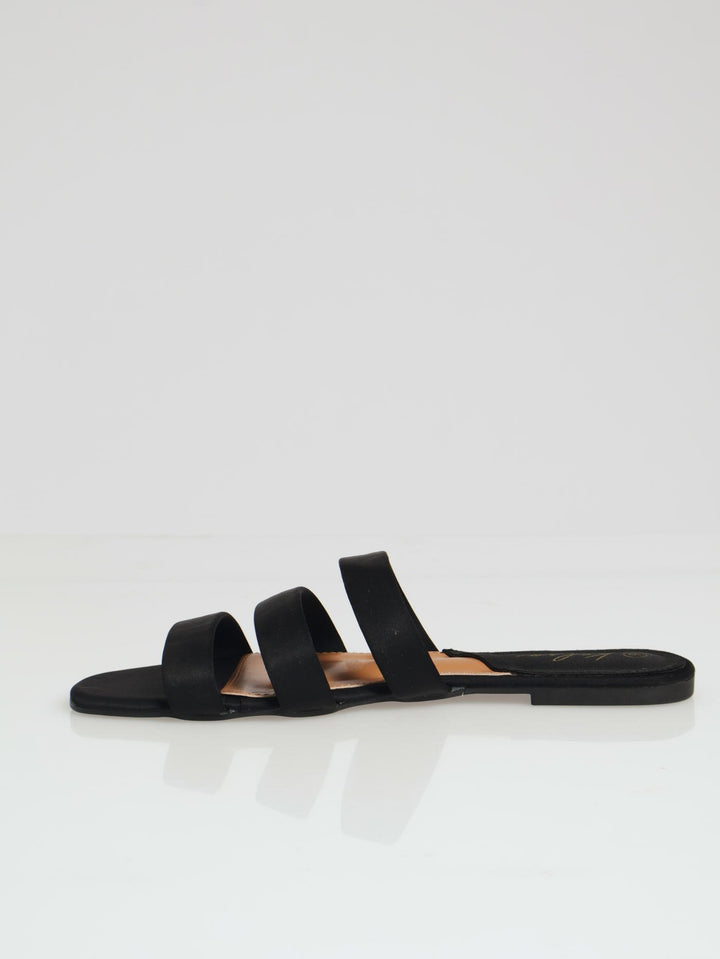 3 Strap Basic Mule Sandal - Black