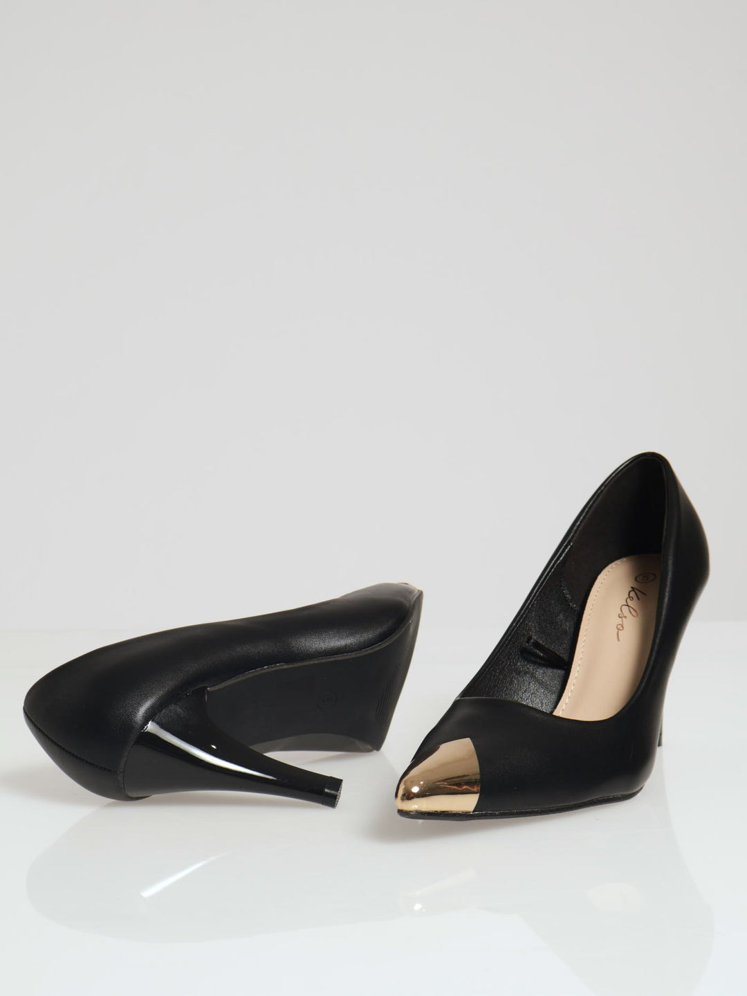 Metal Toe Cap Court Heel - Black