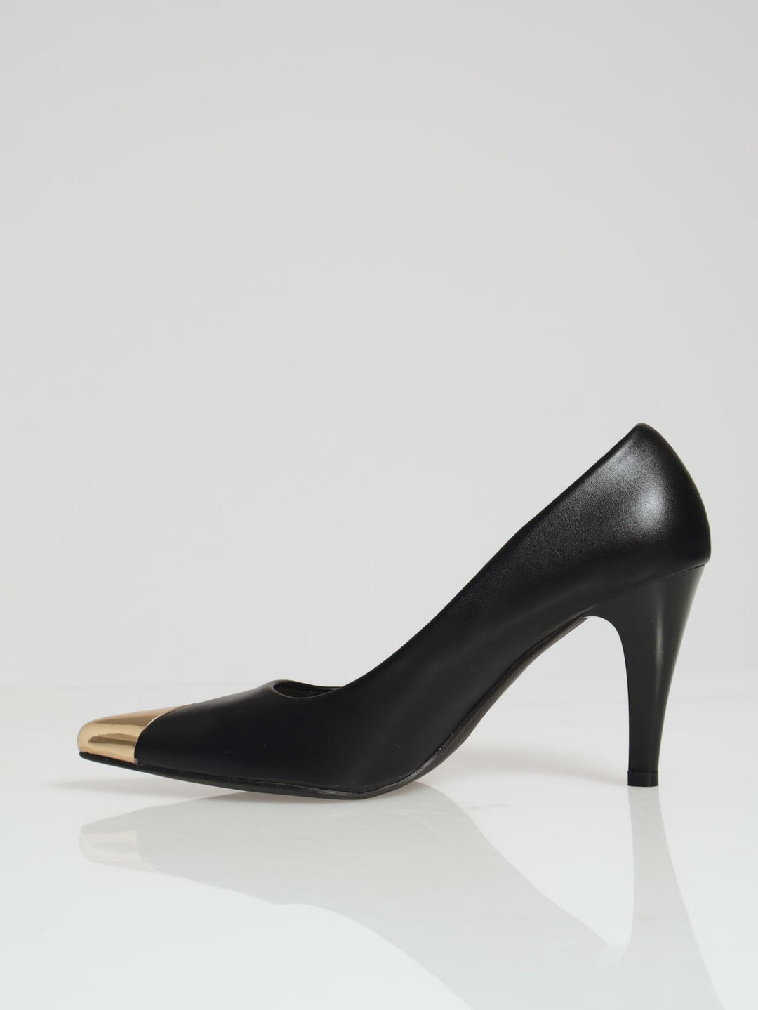 Metal Toe Cap Court Heel - Black