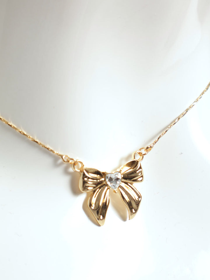 Bow Necklace - Gold