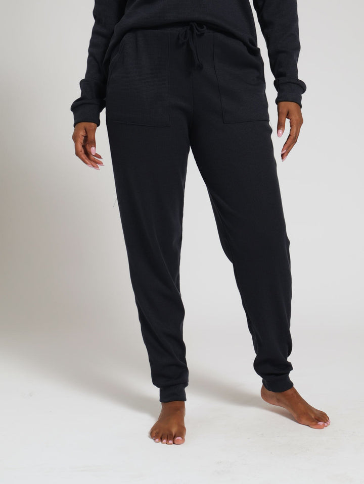 Textured Pj Waffle Pants - Navy