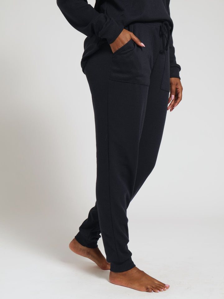 Textured Pj Waffle Pants - Navy