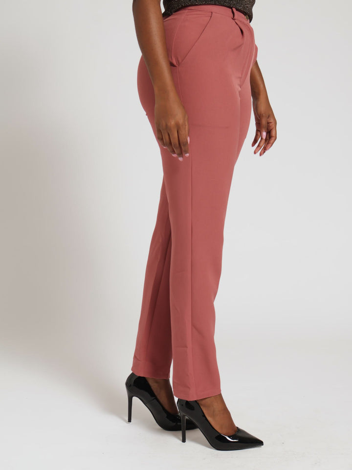 Bouble Button Slim Leg Pants - Dusty Pink