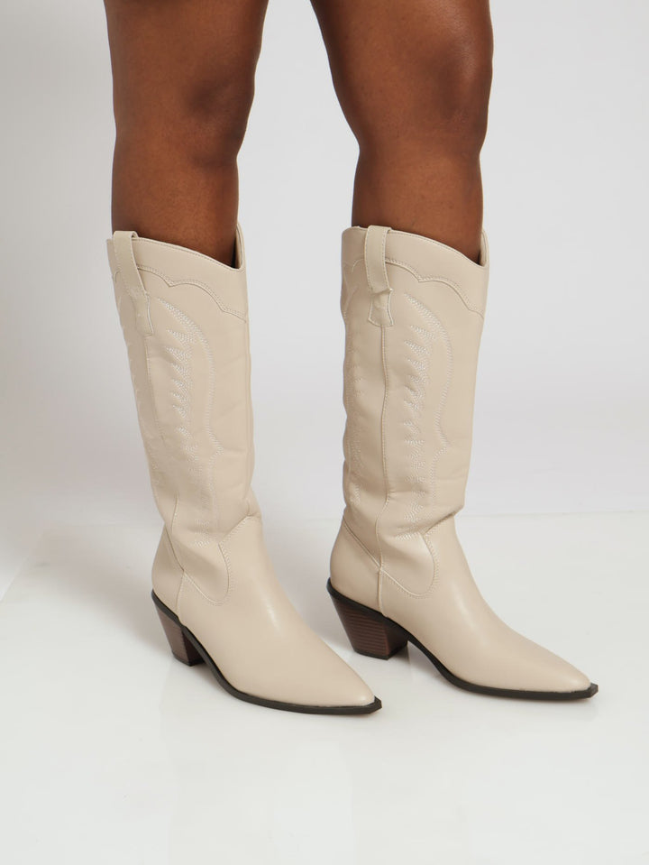 Knee High Cowboy Boot - Natural