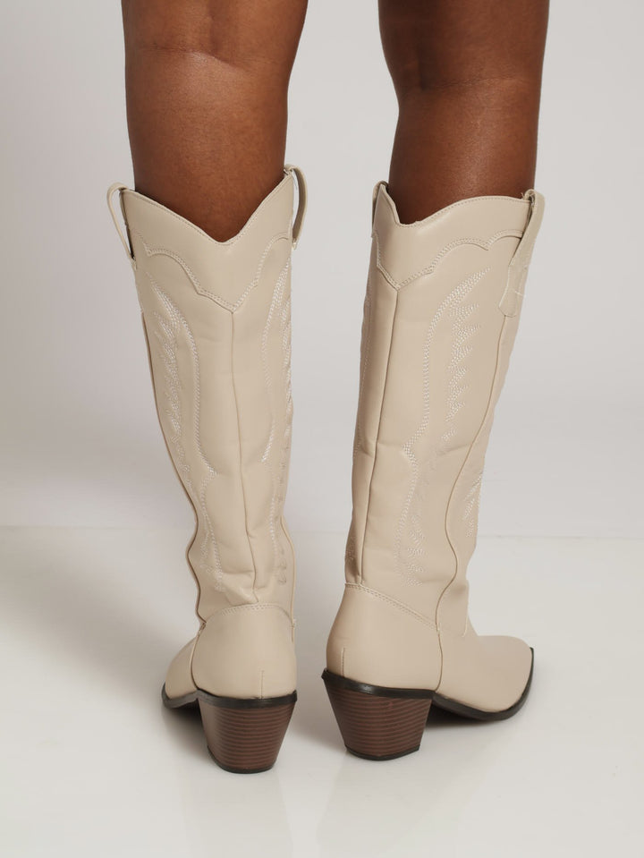 Knee High Cowboy Boot - Natural