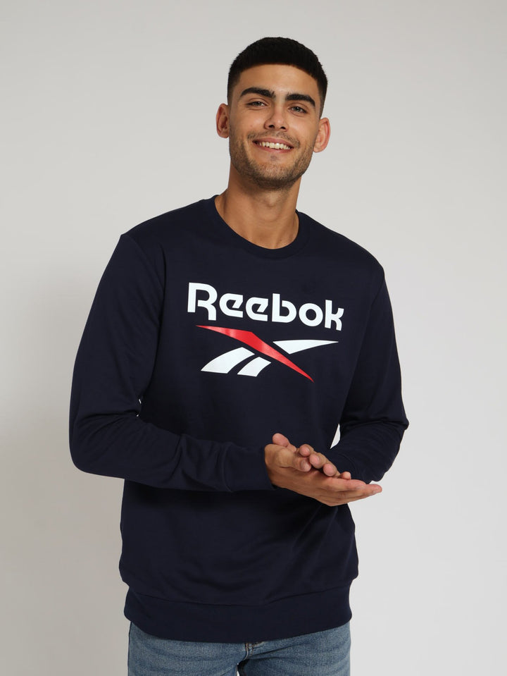 Fleece Big Logo Crew Top - Navy