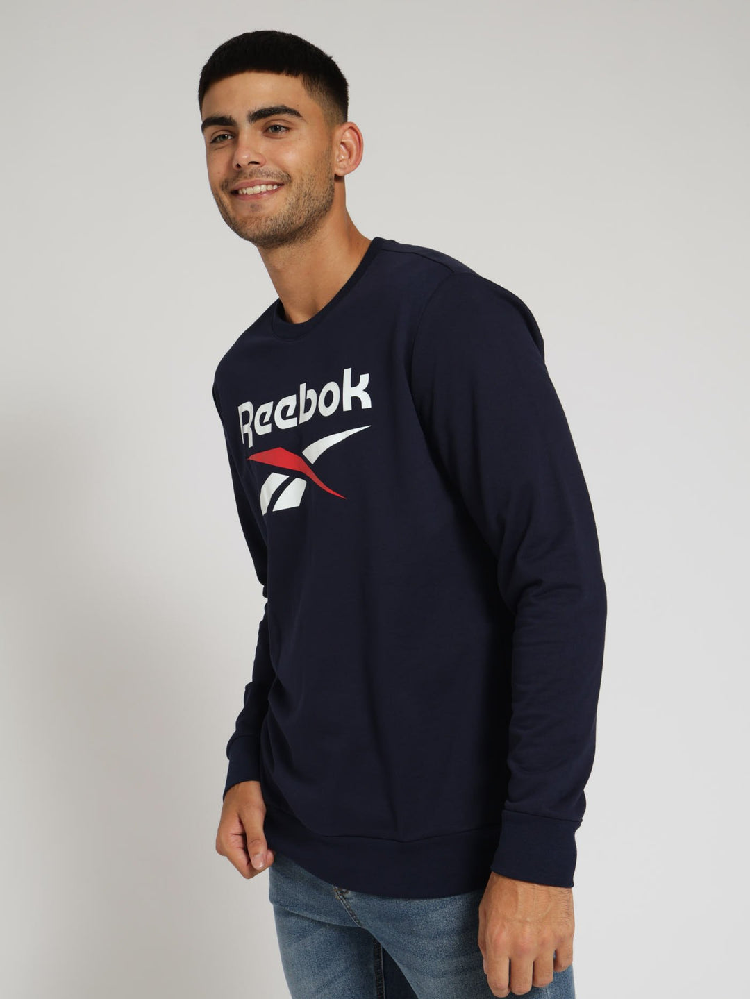 Fleece Big Logo Crew Top - Navy