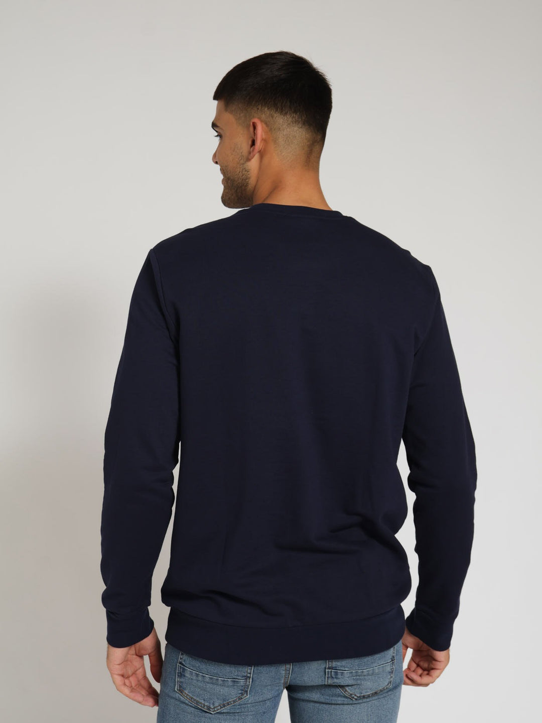 Fleece Big Logo Crew Top - Navy