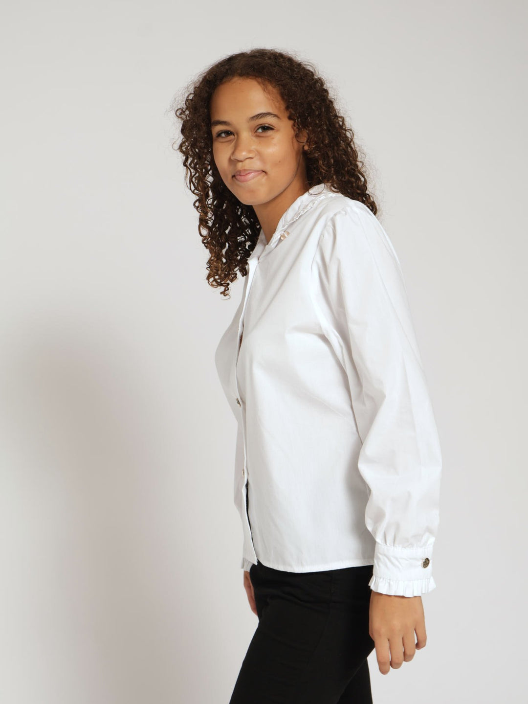 Girls Long Sleeve Woven Shirt - White