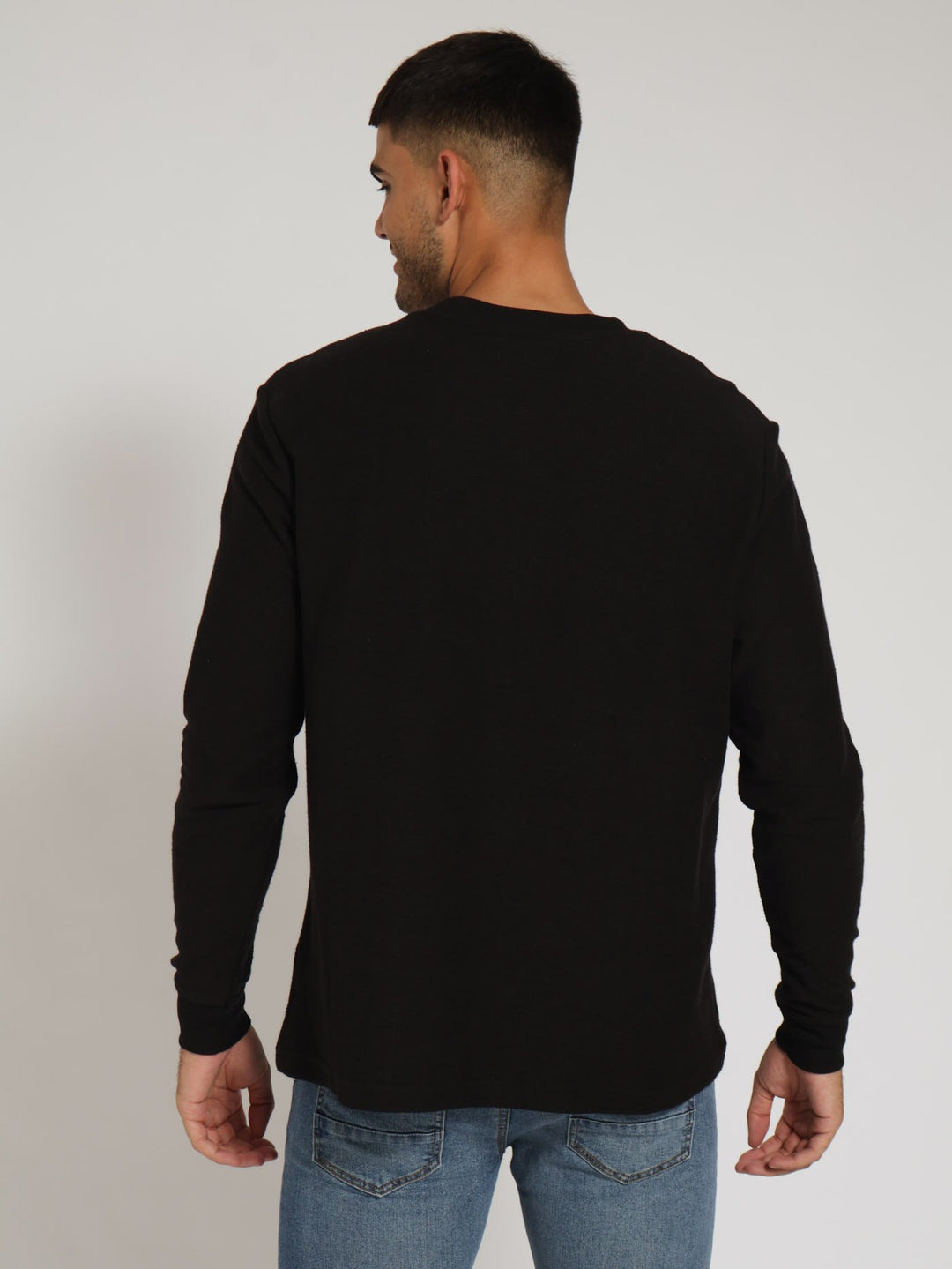 Long Sleeve Diagonal Twill Tee - Black