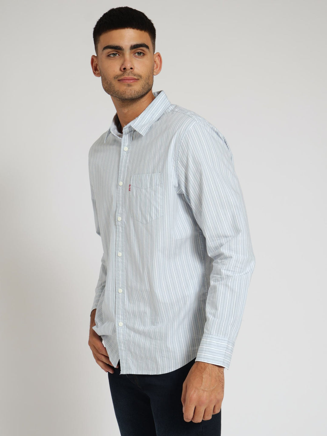 Classic 1 Pockey Standard Jenny Stripe Niagra Shirt - Sky Blue