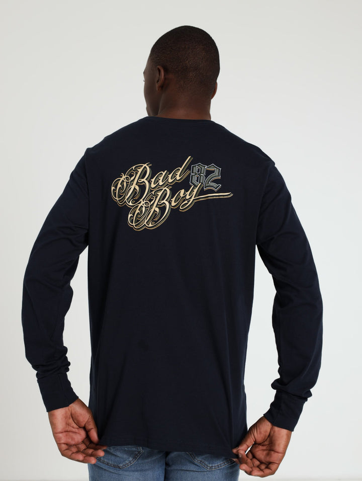 Scrawl Crew Tee - Navy