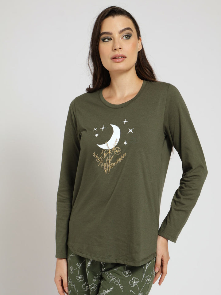 Long Sleeve Knit Tee - Khaki