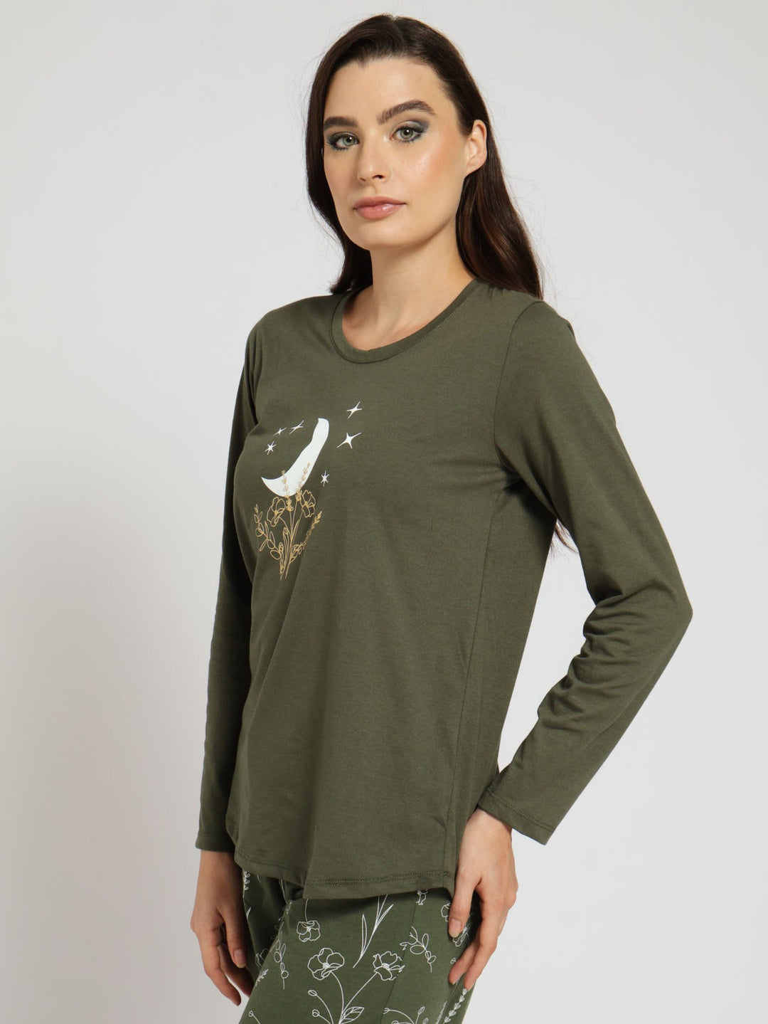 Long Sleeve Knit Tee - Khaki