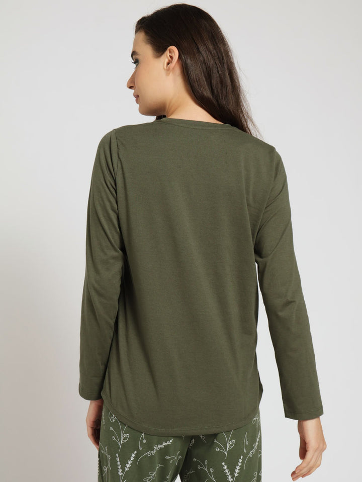 Long Sleeve Knit Tee - Khaki