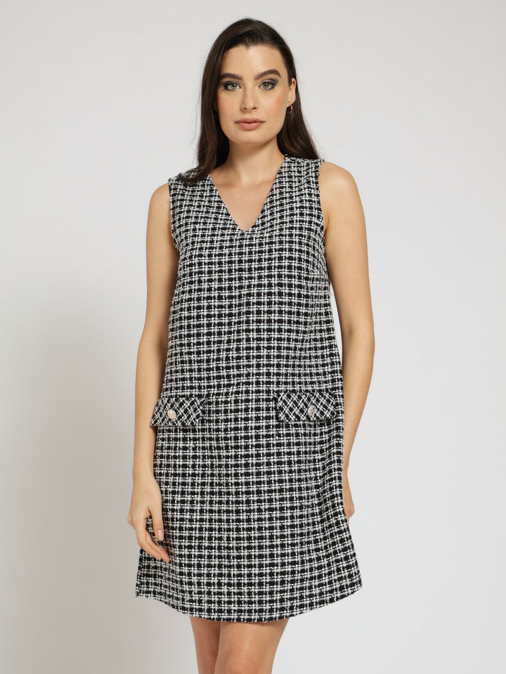 Pinnie Dress - Black/White