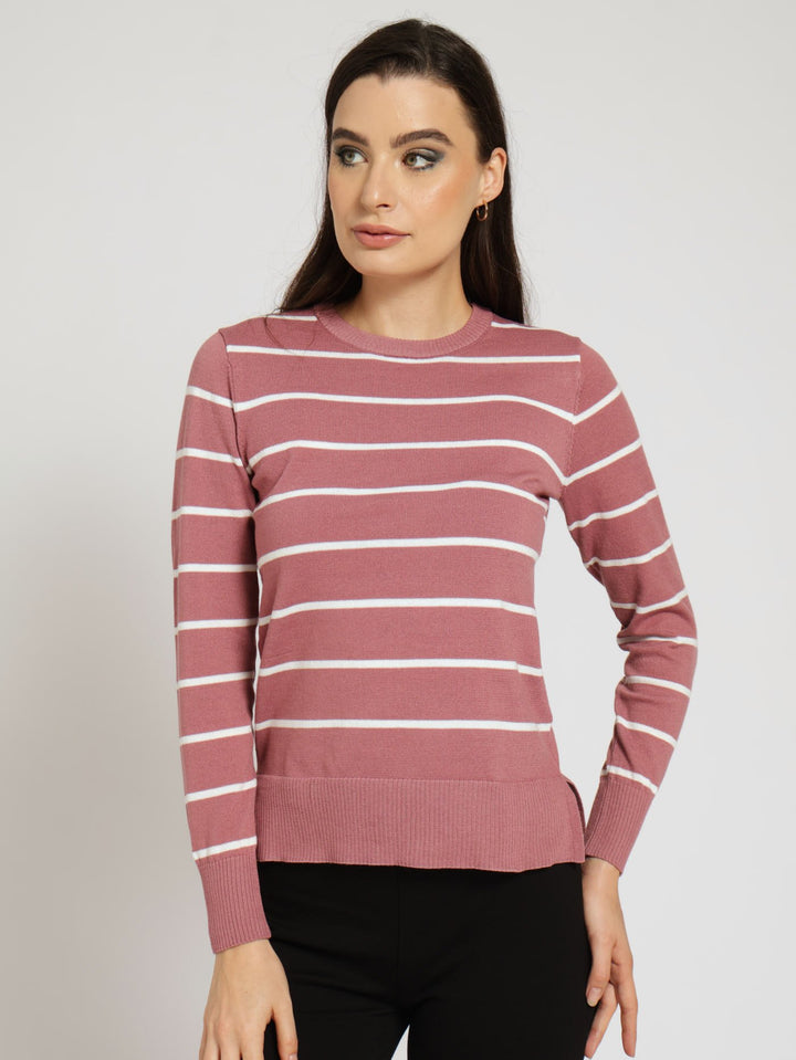 Striped Pullover - Deco Rose