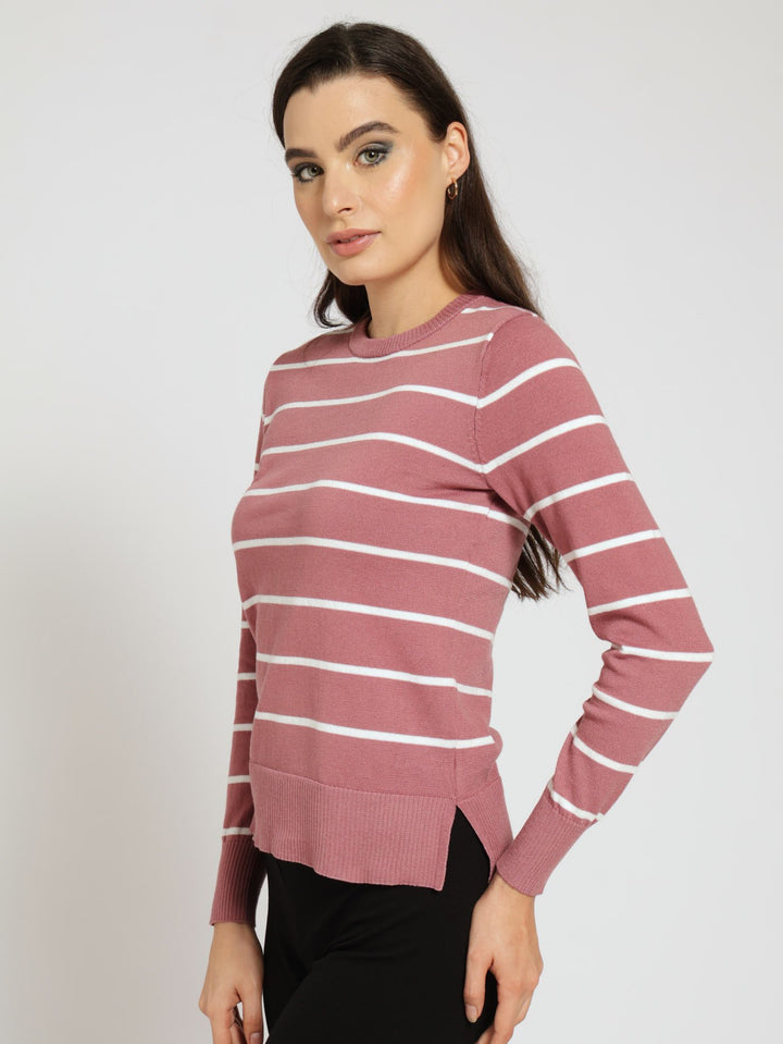 Striped Pullover - Deco Rose