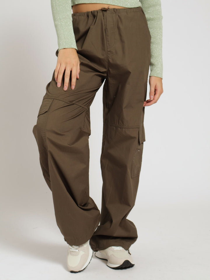 Girls Cargo Parachute Pants - Fatigue