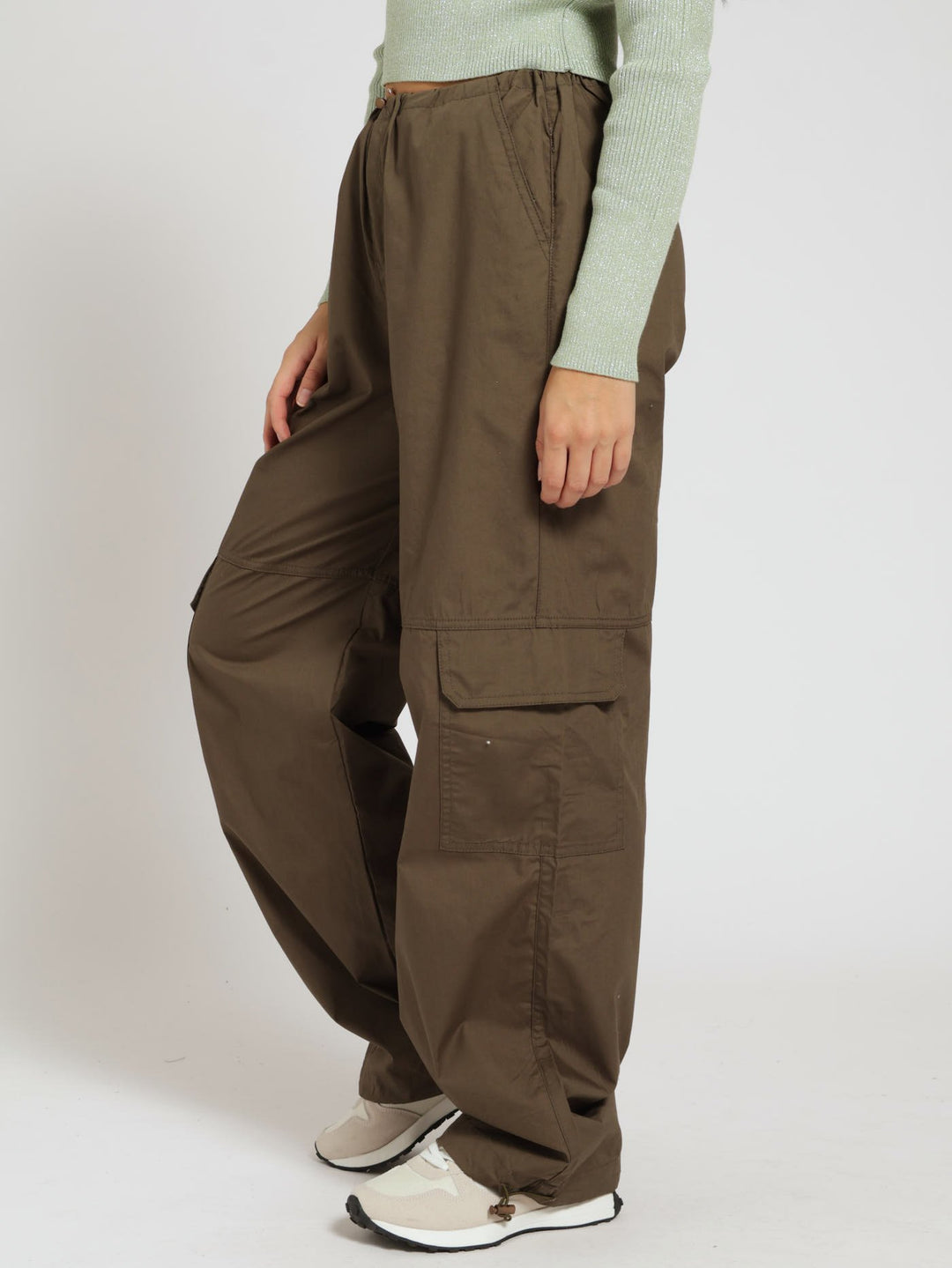 Girls Cargo Parachute Pants - Fatigue