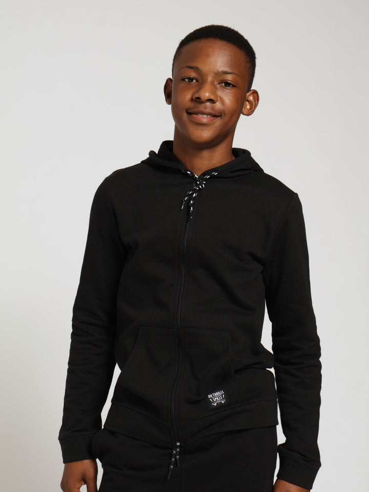 Boys Zip Through Fleece Top - Black