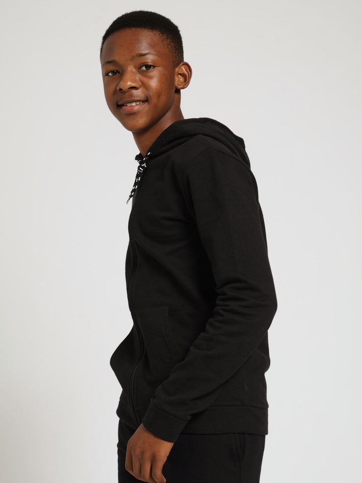 Boys Zip Through Fleece Top - Black