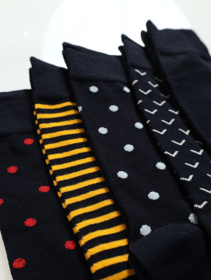 5 Pack Design Anklet Socks - Blue