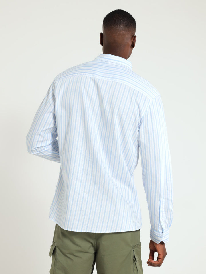 Long Sleeve Stripe Shirt - Mid Blue