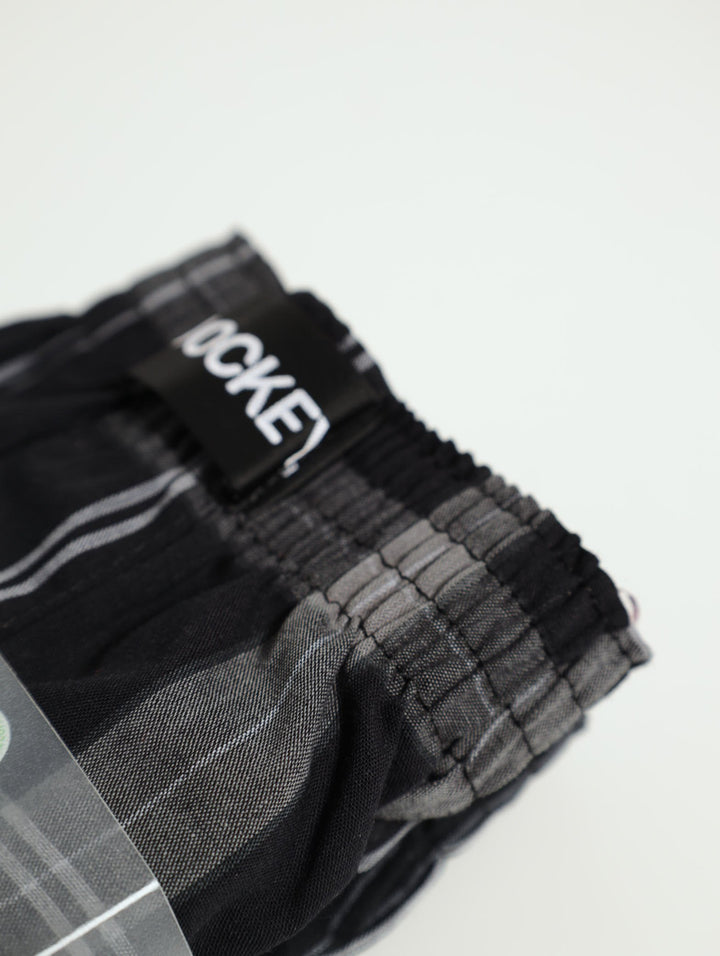 2 Pack Check Stripe Boxers - Grey