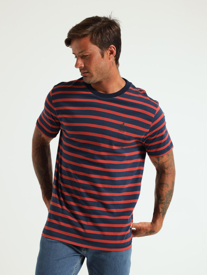 Striped Tee - Navy/Red