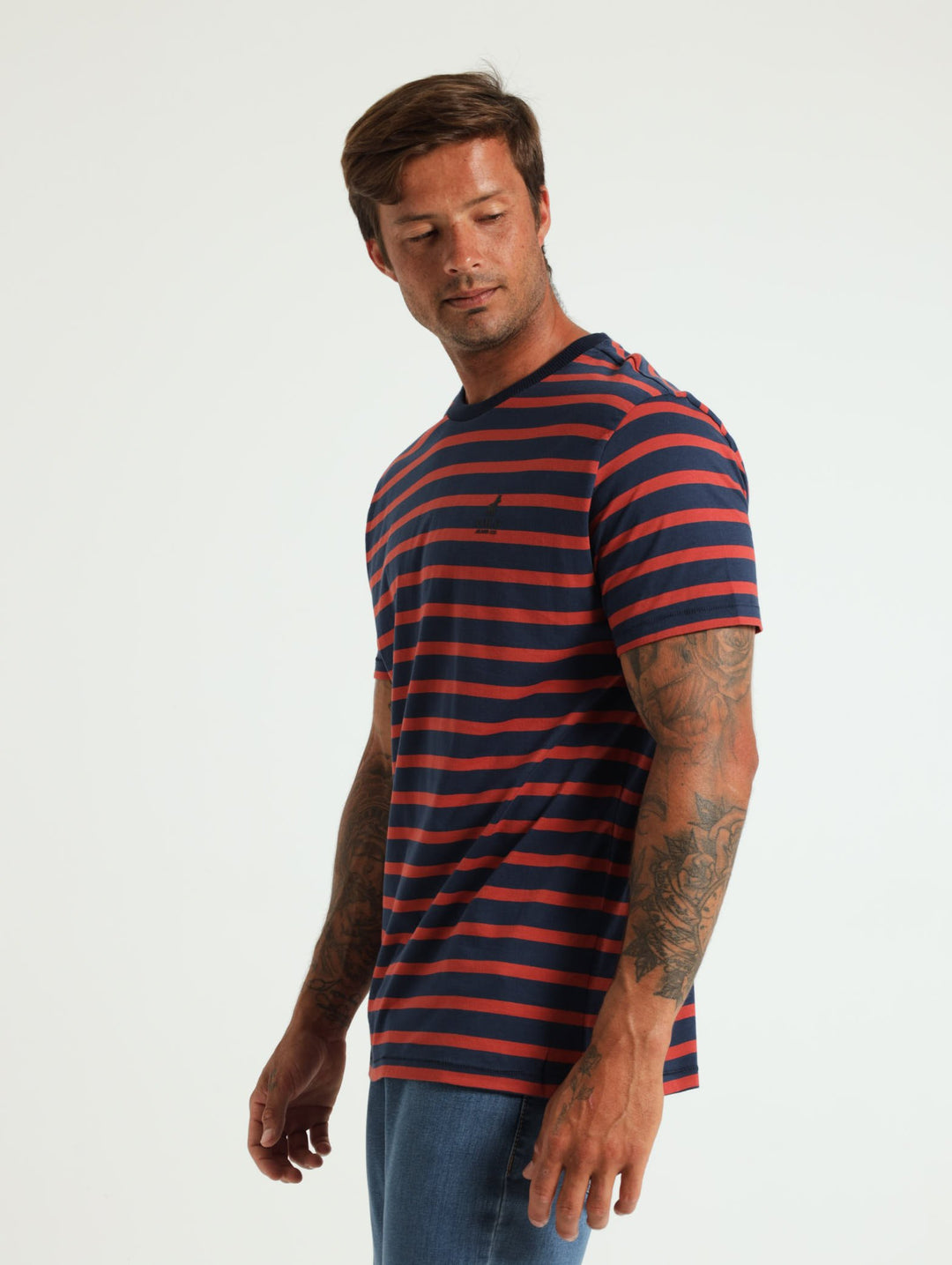 Striped Tee - Navy/Red