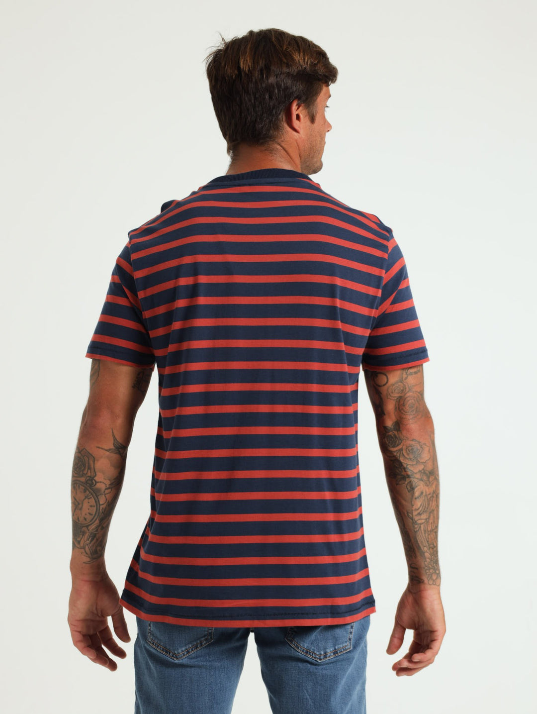 Striped Tee - Navy/Red