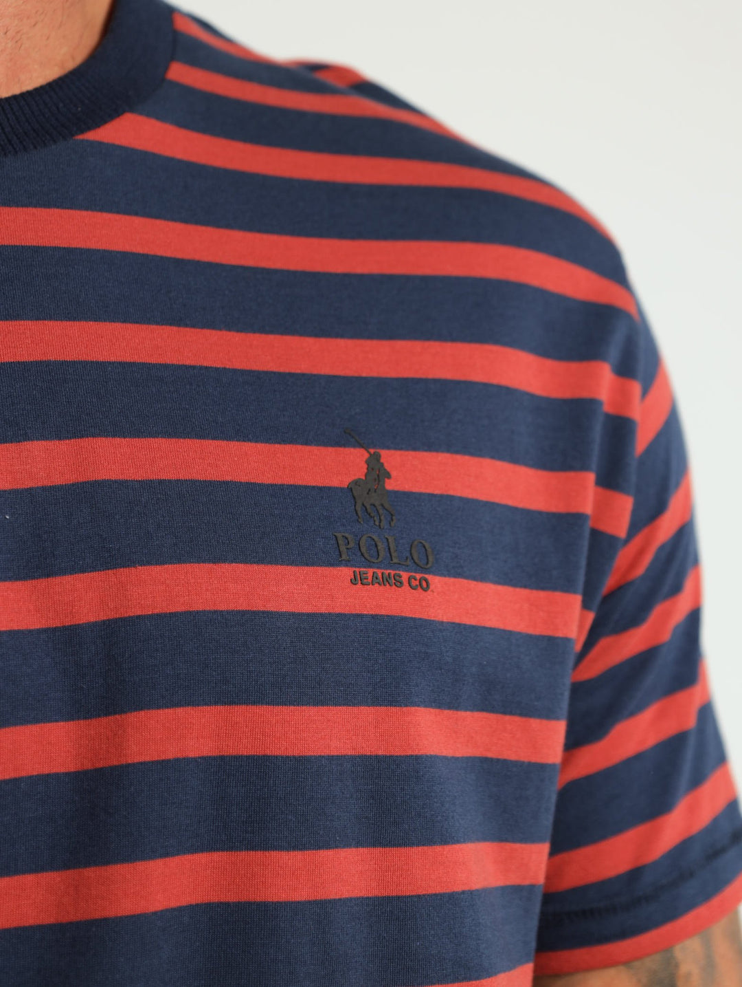 Striped Tee - Navy/Red