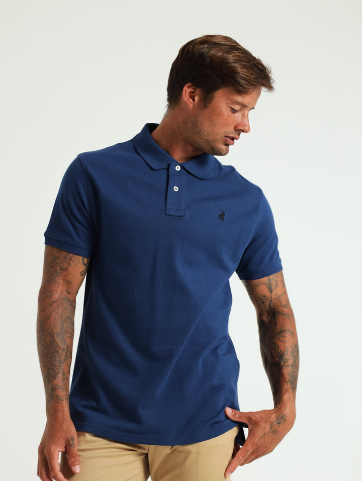 Stretch Pique Golfer - Cobalt