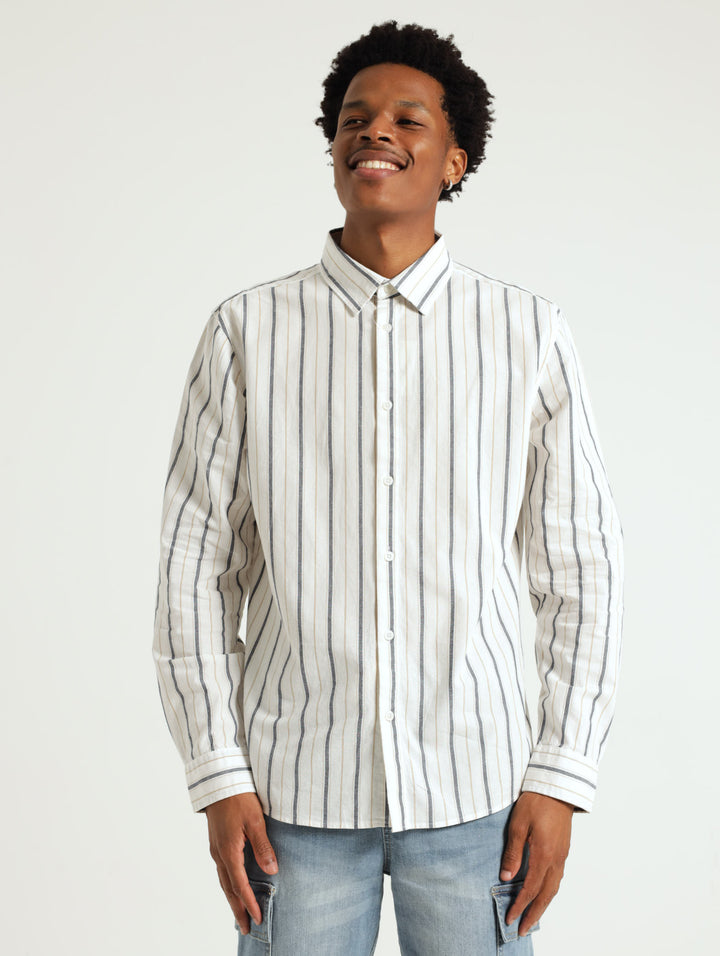 Long Sleeve Stripe Shirt - Off White