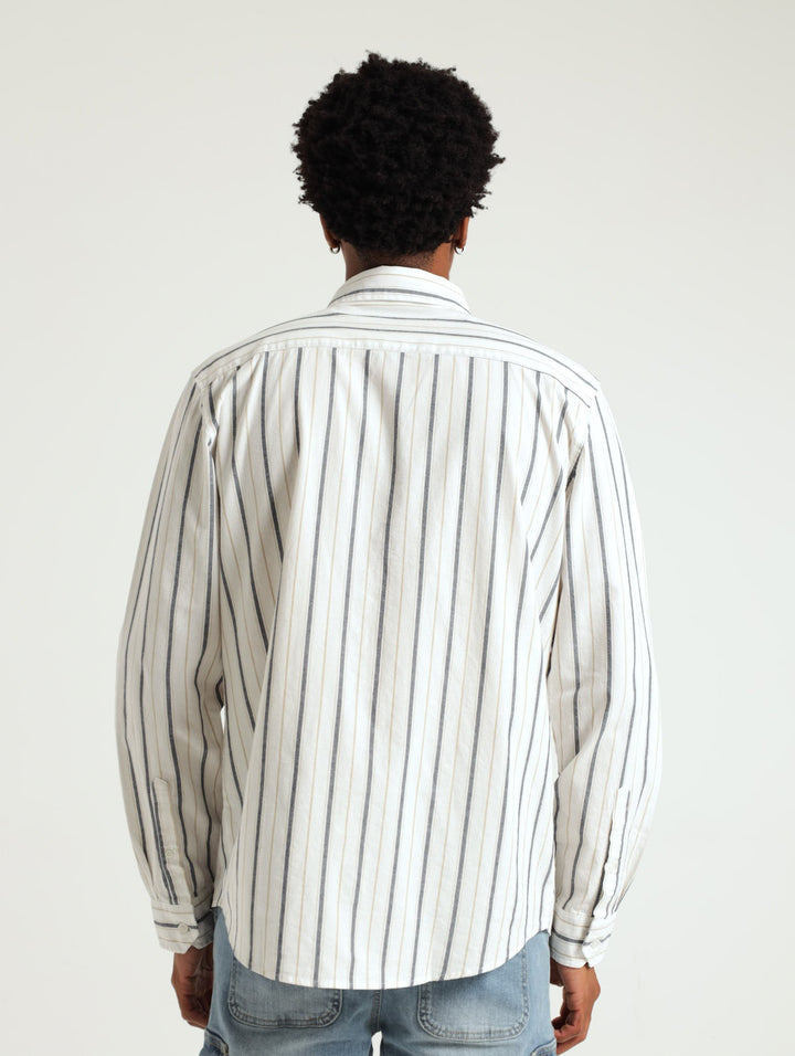 Long Sleeve Stripe Shirt - Off White