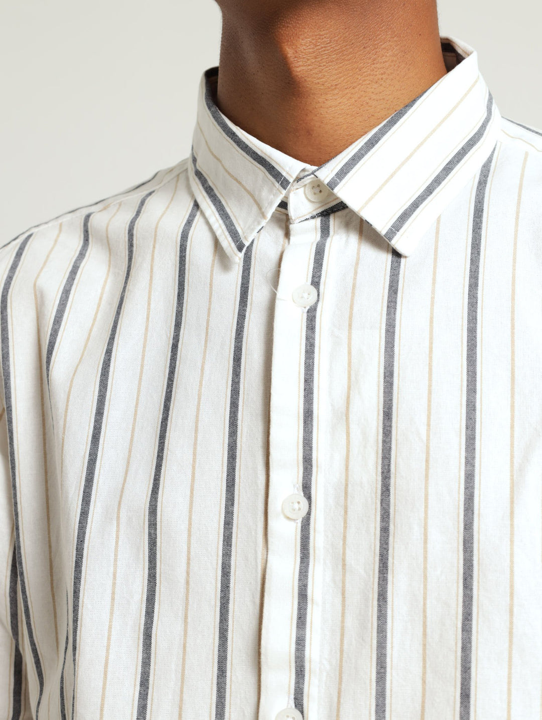 Long Sleeve Stripe Shirt - Off White