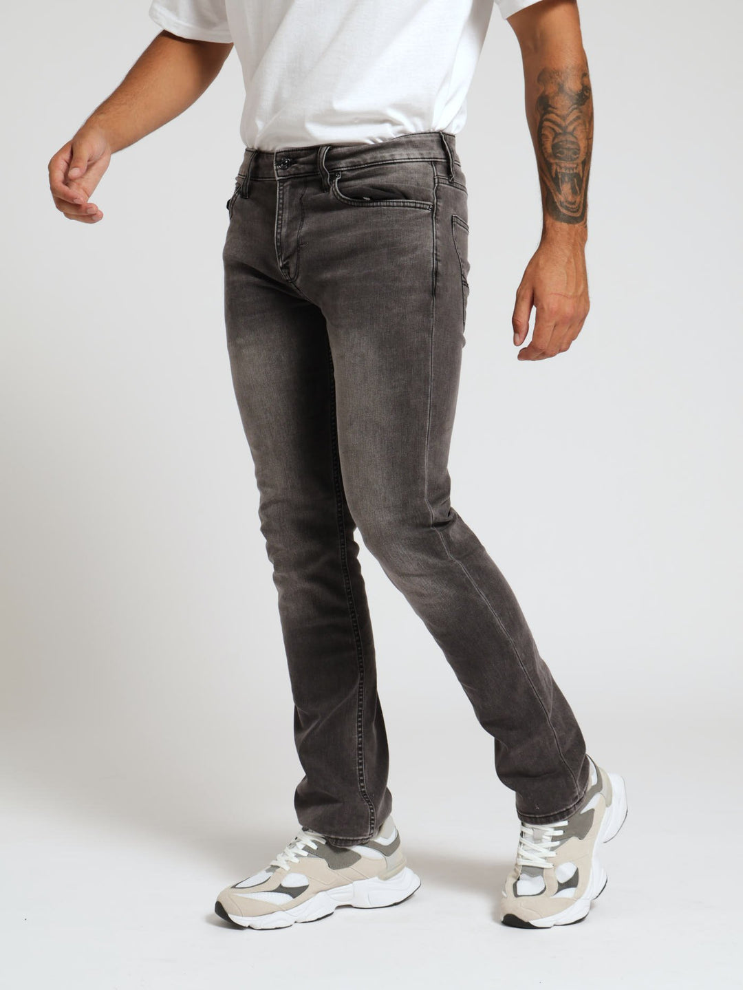 Fashion Straight Denim Jean - Grey