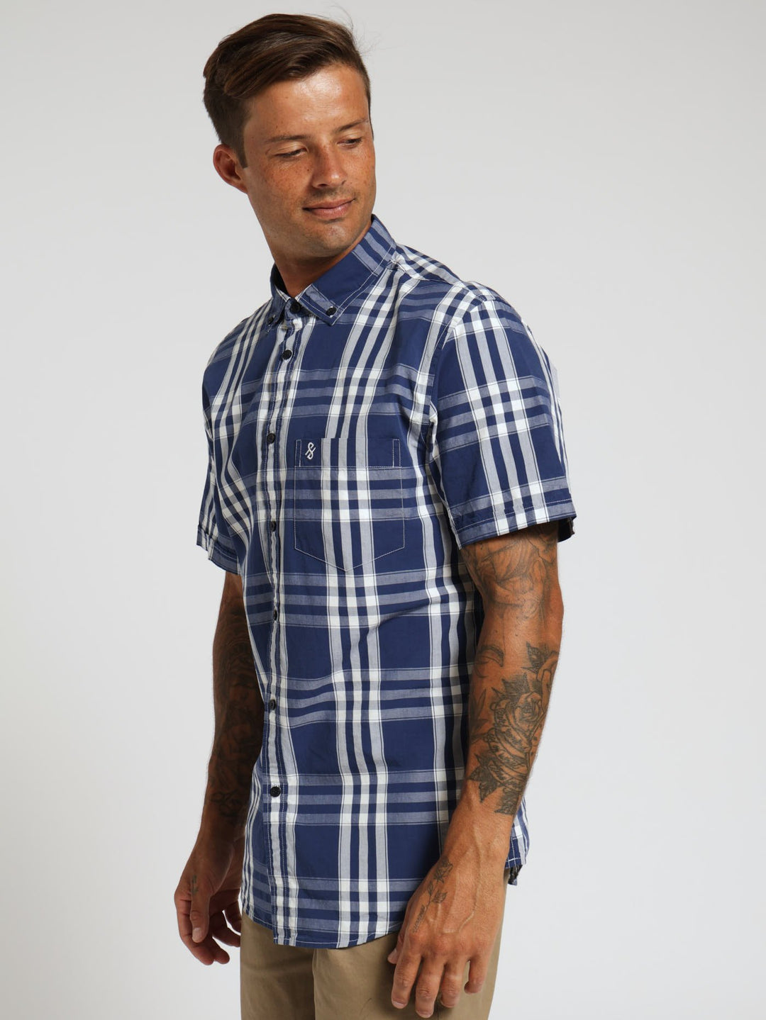 Pane Check Shirt - Navy