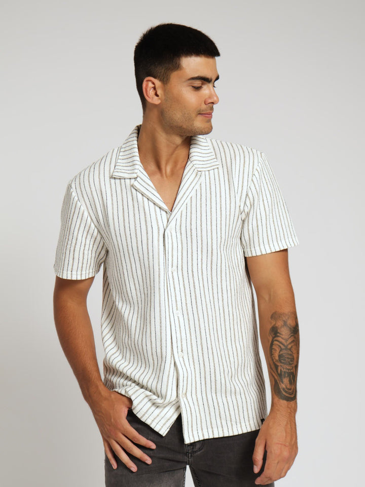 Stripe Knit Shirt - Off White