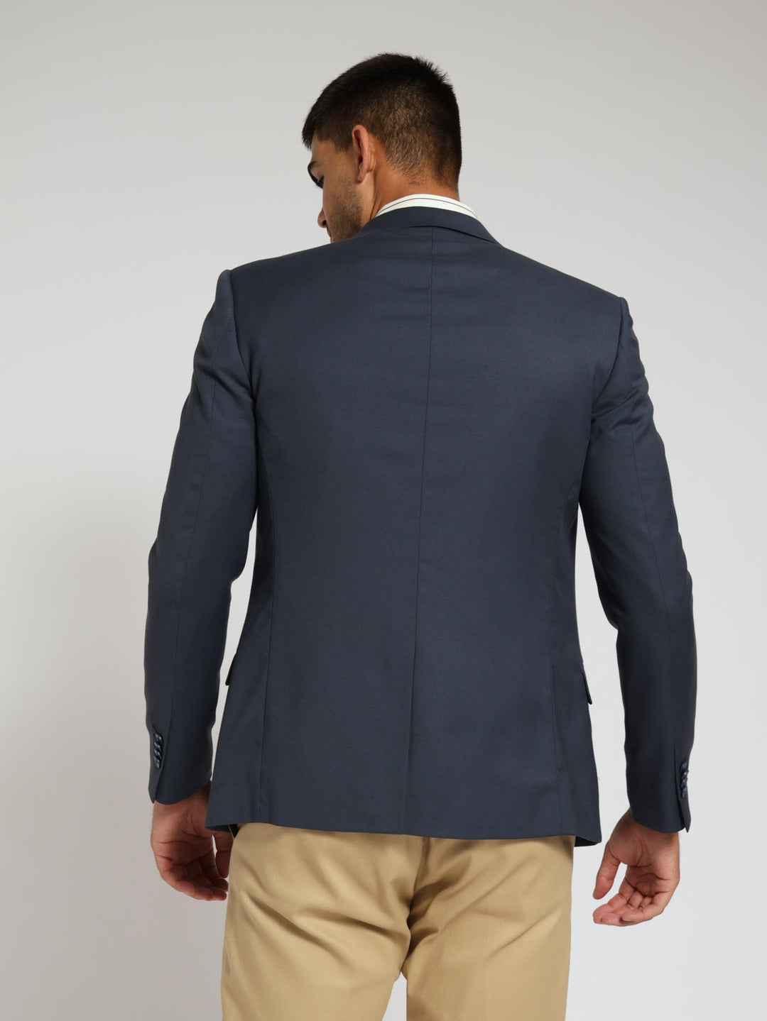 Slim Viscose Blend Suit Jacket - Navy