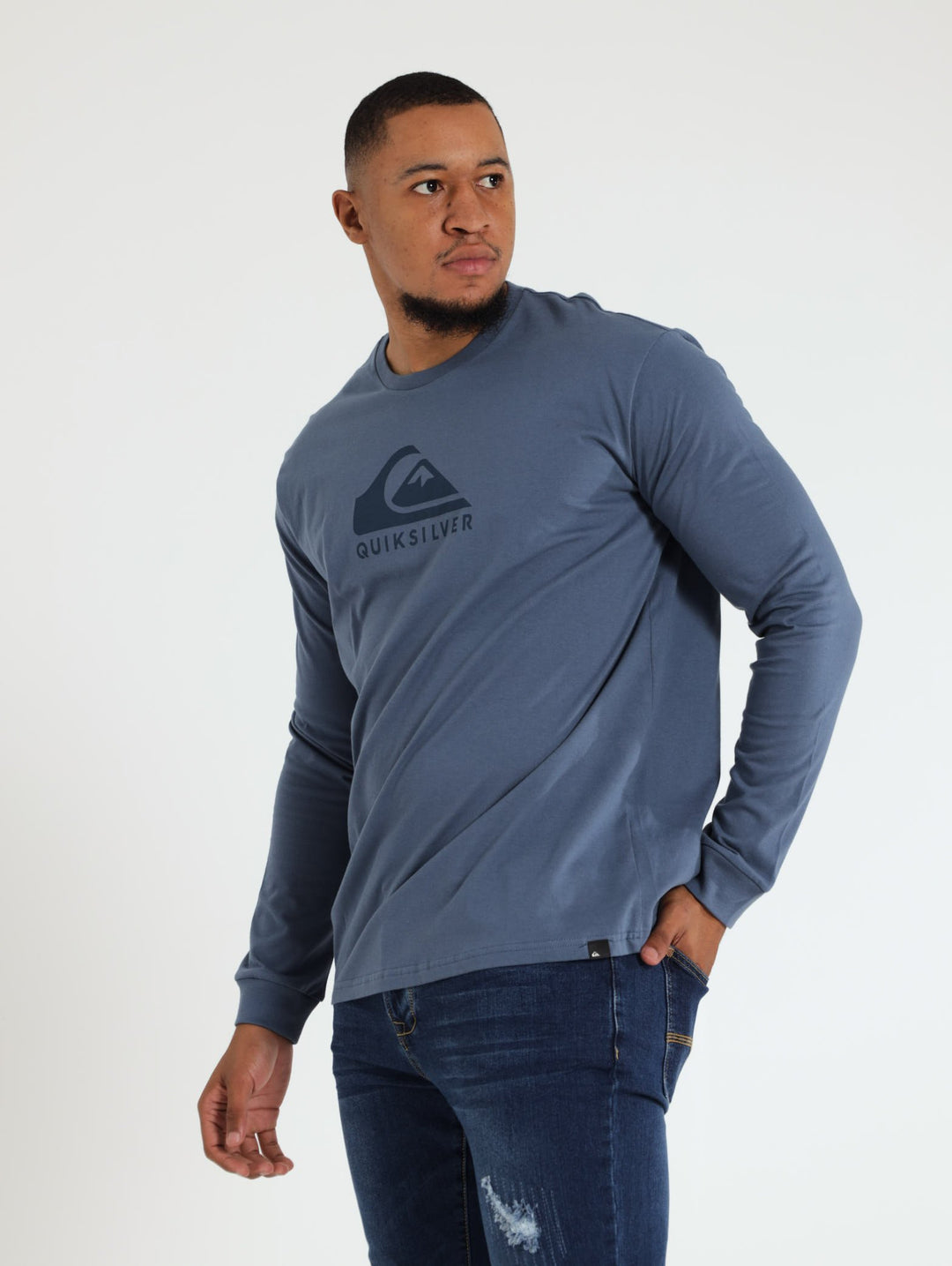 Men's Long Sleeve Logo Tee - Denim