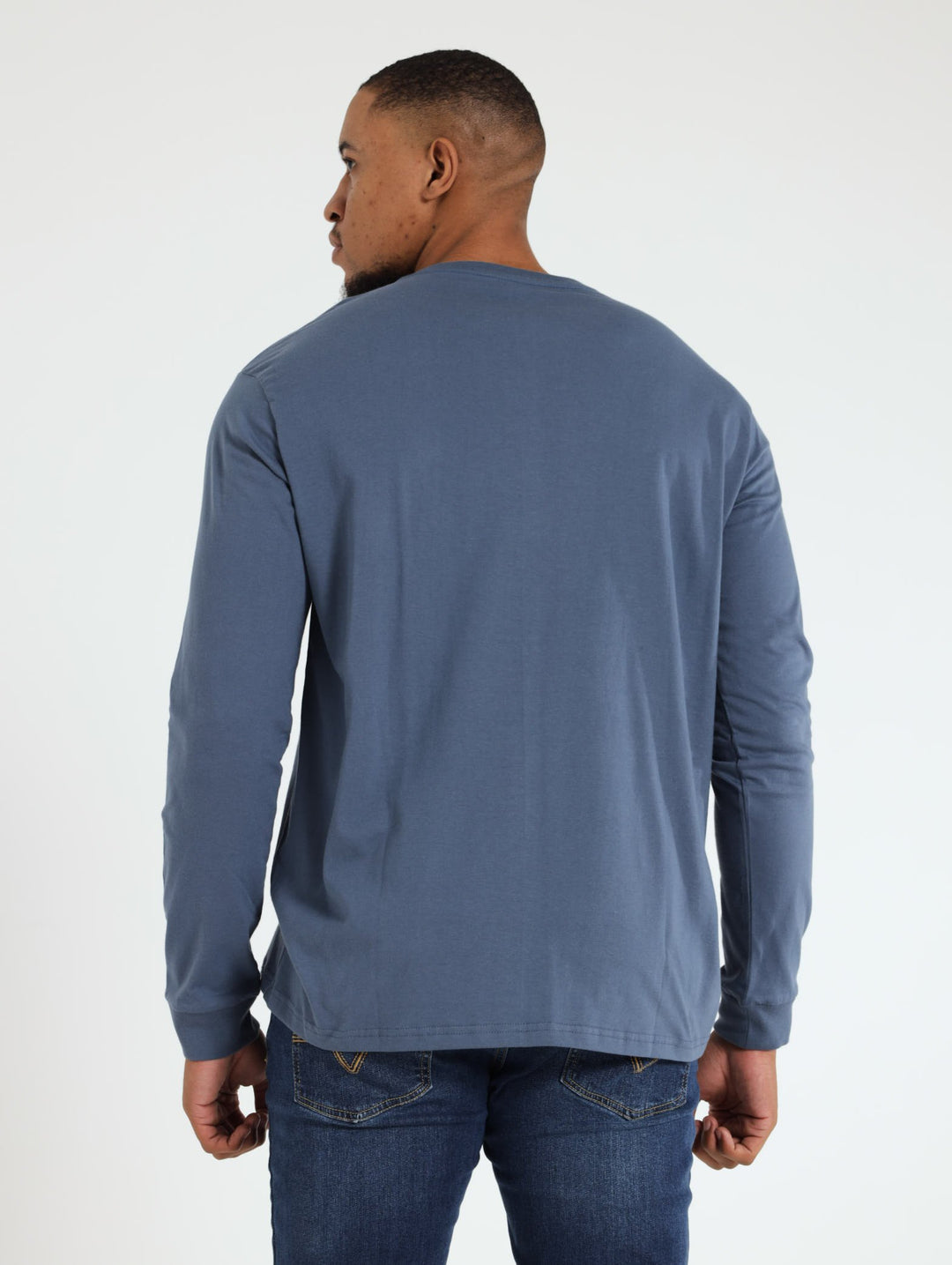 Men's Long Sleeve Logo Tee - Denim