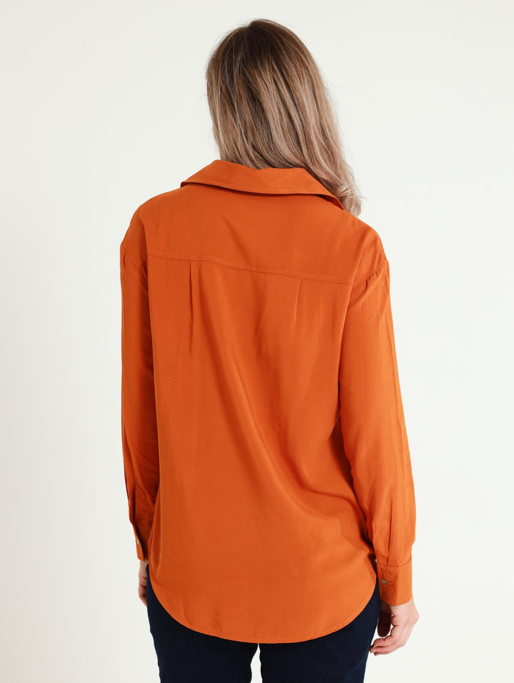 1 Pocket Viscose Shirt - Orange