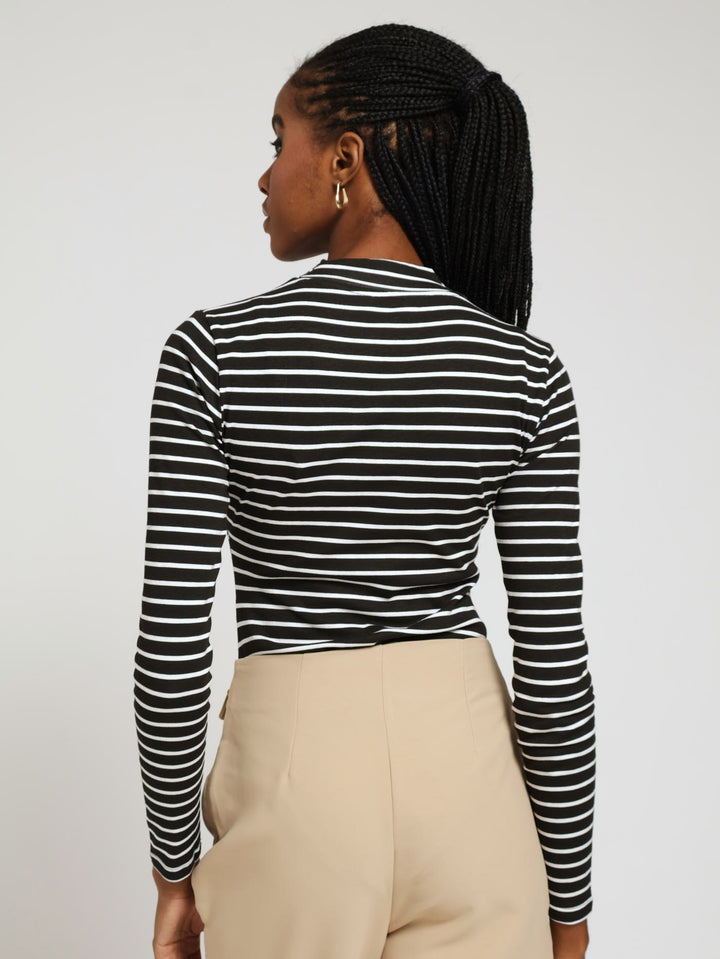 Long Sleeve Stripe Bodysuit - Two-Tone