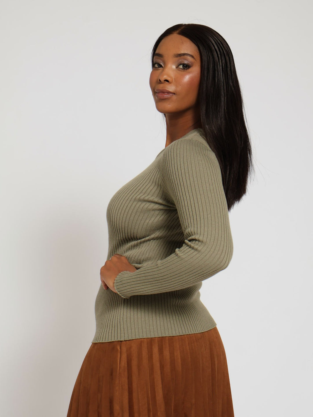 Ribbed Plain Pullover - Light Fatigue