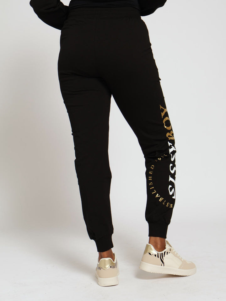 Track Pants With Multi-Colored Print Logo - Black