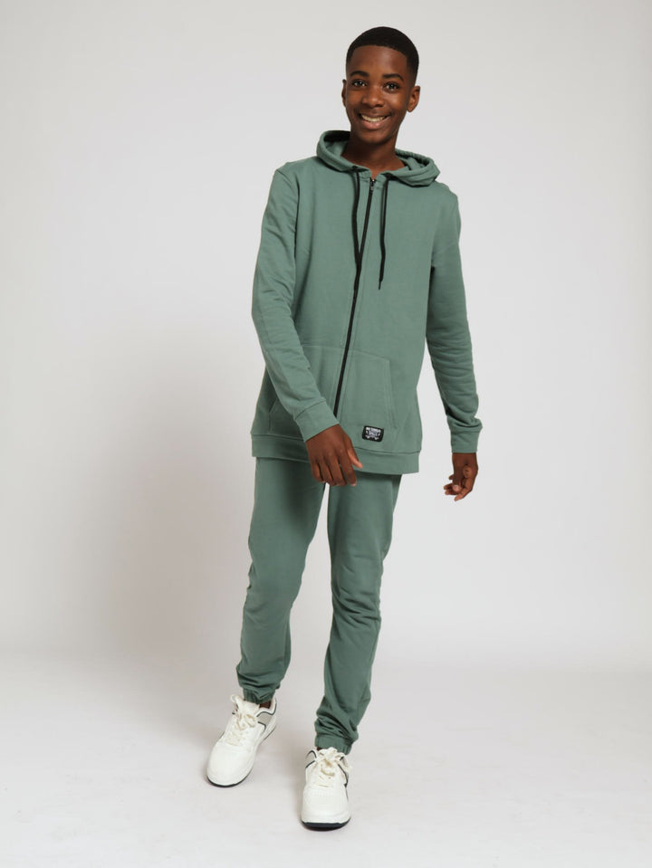 Boys Zip Through Fleece Top - Green